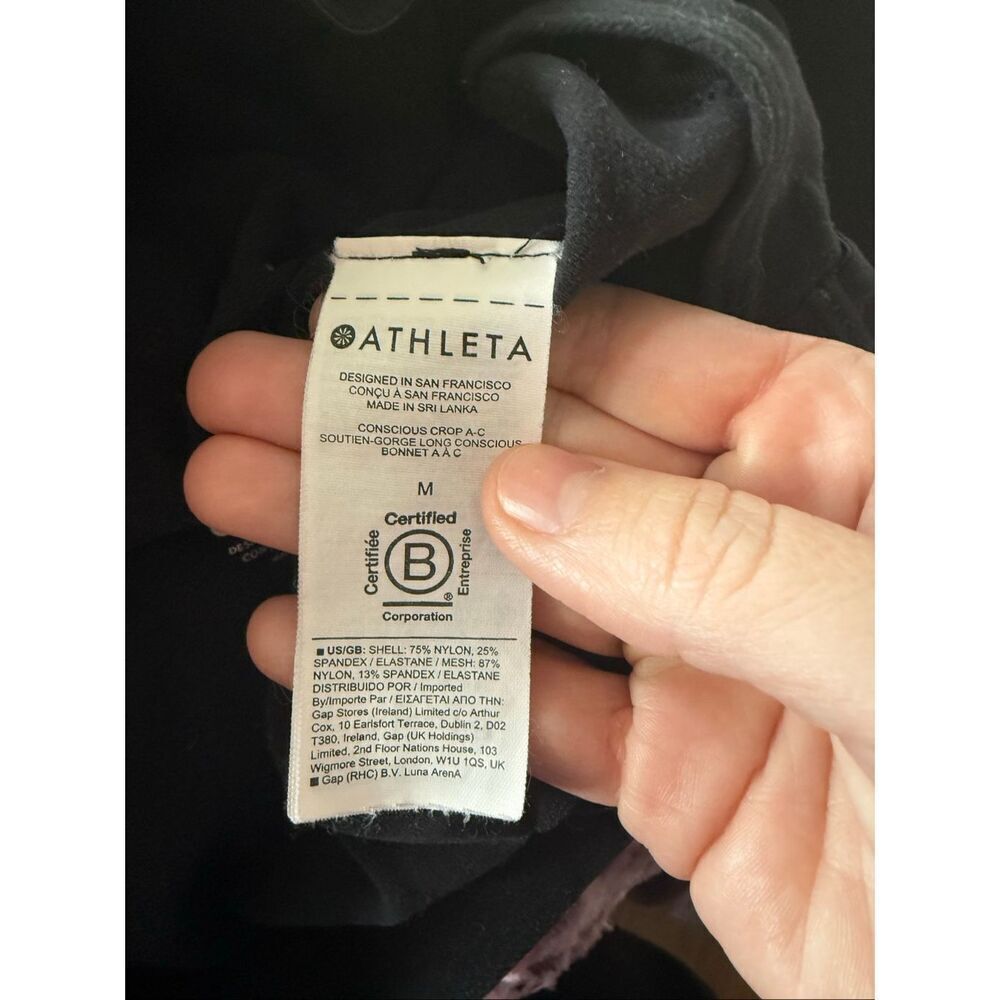 Athleta Black High Neck Crop Racerback Sports Bra Medium - Picture 5 of 6